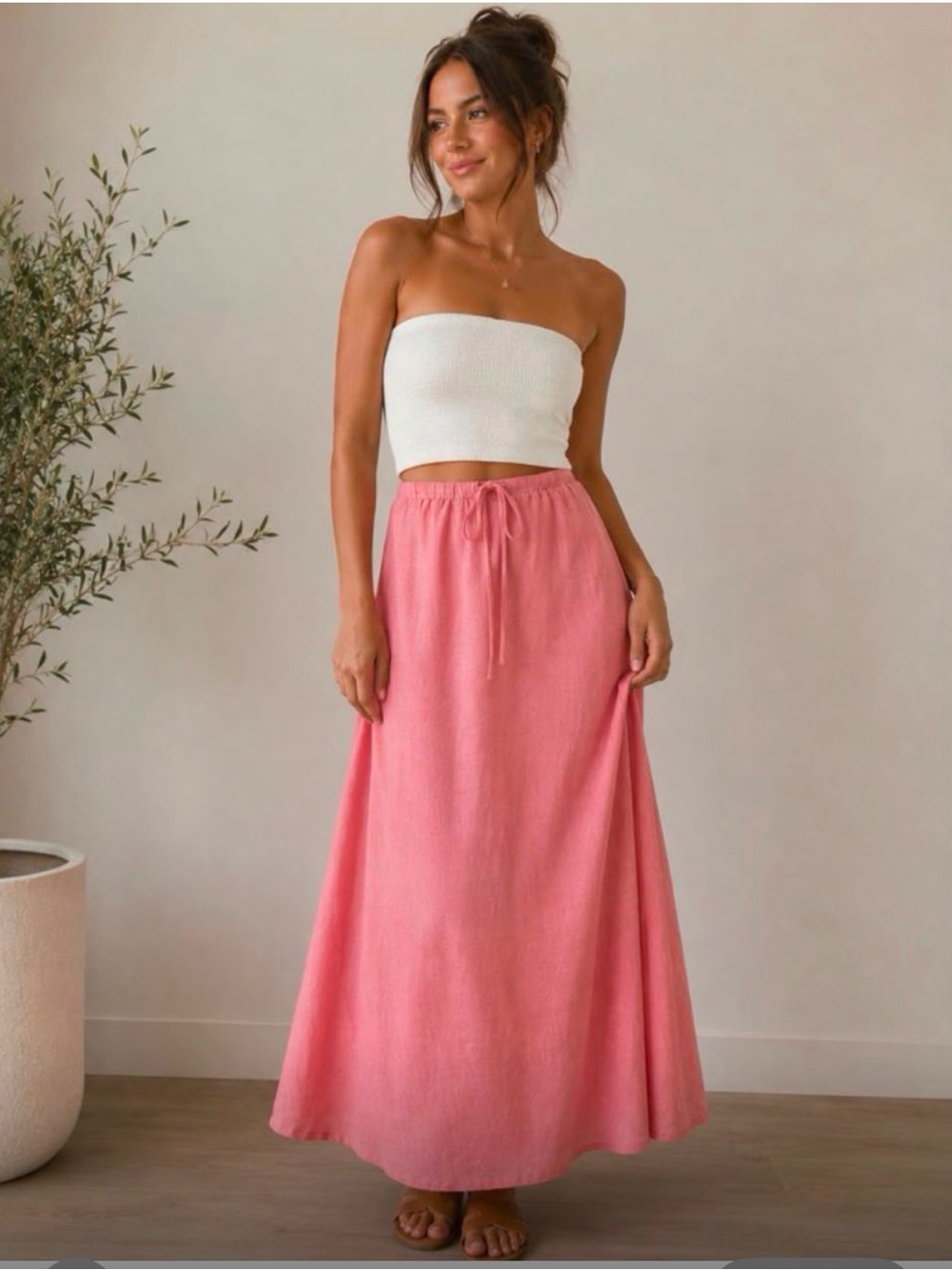 Petal & Pup Blush Pink Drawstring Maxi Skirt